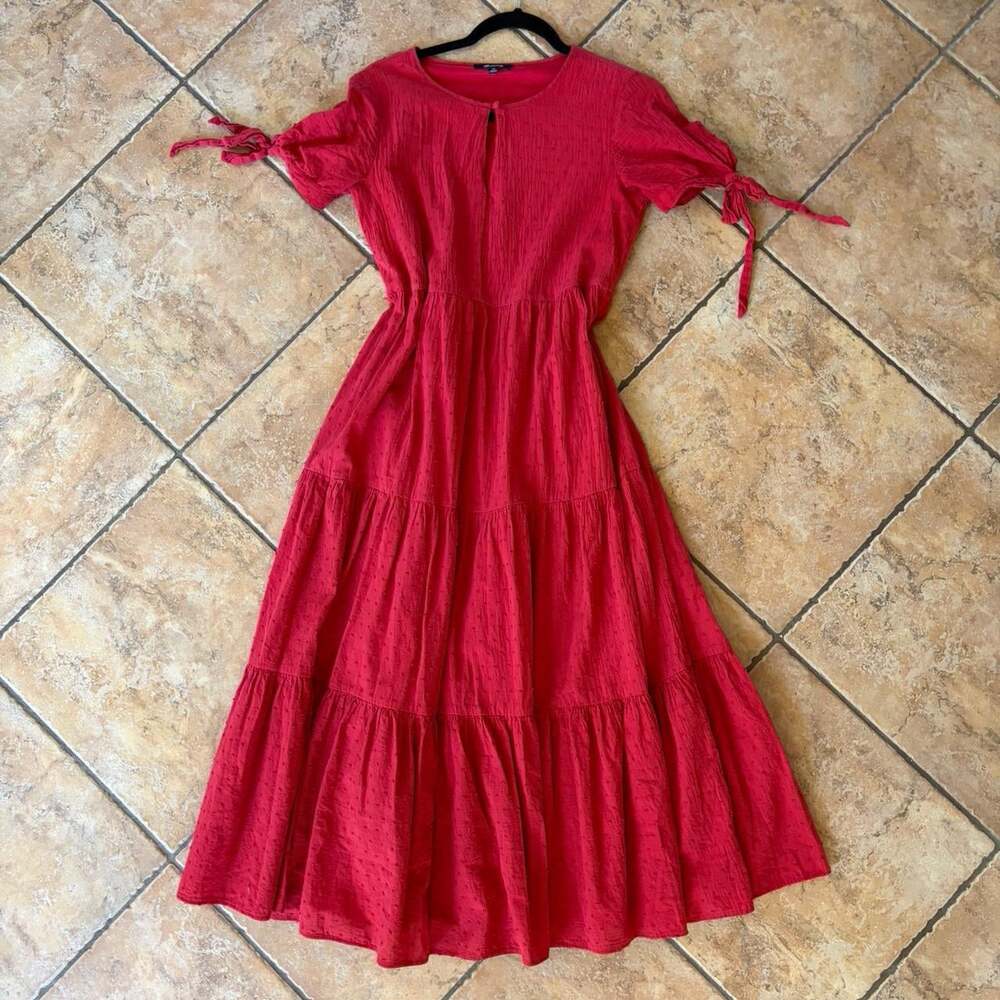 Madewell Women's Red Dress Midi sie XS Christmas Boho